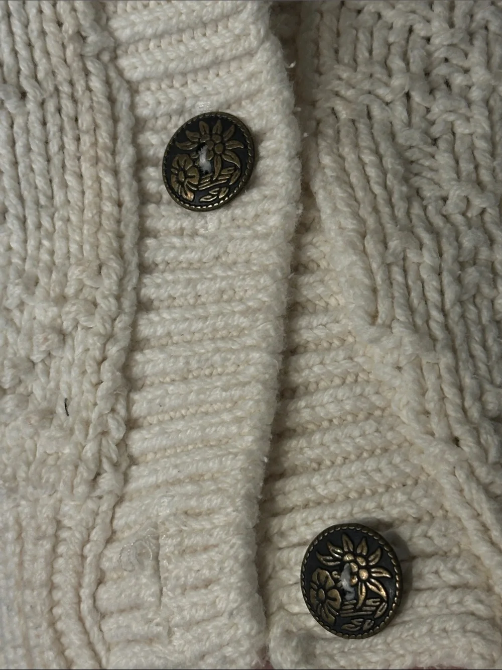 VTG 100% cotton Cream Textured Button-Up Women's Sweater - Picture 8 of 9